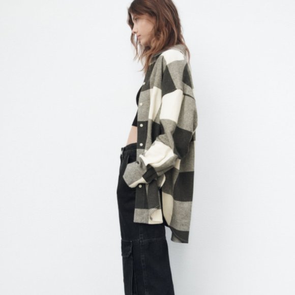 ZARA PLAID CHECKERED FLANNEL BUTTON DOWN SHIRT - Picture 5 of 10